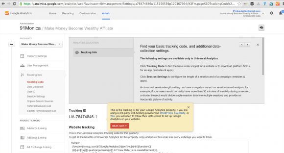 Google Analytics Get Tracking ID