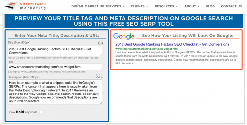Preview Meta Title and Meta Description Google Tool