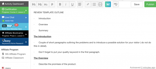 Review Template Outline